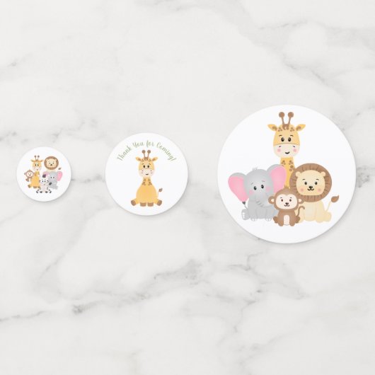 Safari Animal Baby shower Confetti (Achterkanten)