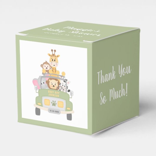 Safari Animal Baby shower dank u Bedankdoosjes (Voorkant Zijde)