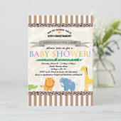 Safari Animal Baby shower Invitation Kaart (Staand voorkant)