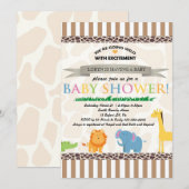 Safari Animal Baby shower Invitation Kaart (Voorkant / Achterkant)