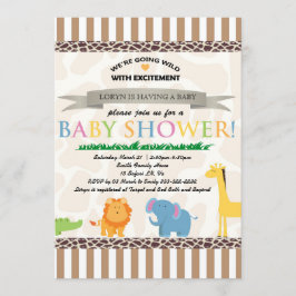 Safari Animal Baby shower Invitation Kaart