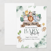 Safari Animal Baby shower Invitation Kaart (Voorkant / Achterkant)