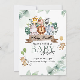 Safari Animal Baby shower Invitation Kaart