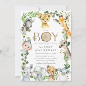 Safari Animal Baby Shower Invitation Kaart (Voorkant)