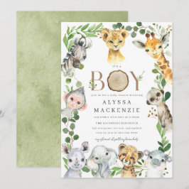 Safari Animal Baby Shower Invitation Kaart
