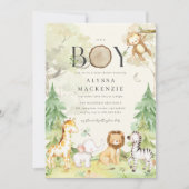 Safari Animal Baby Shower Invitation Kaart (Voorkant)