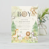 Safari Animal Baby Shower Invitation Kaart (Staand voorkant)