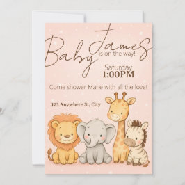 Safari Animal Baby shower of verjaardagsuitnodigin Kaart