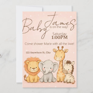 Safari Animal Baby shower of verjaardagsuitnodigin Kaart