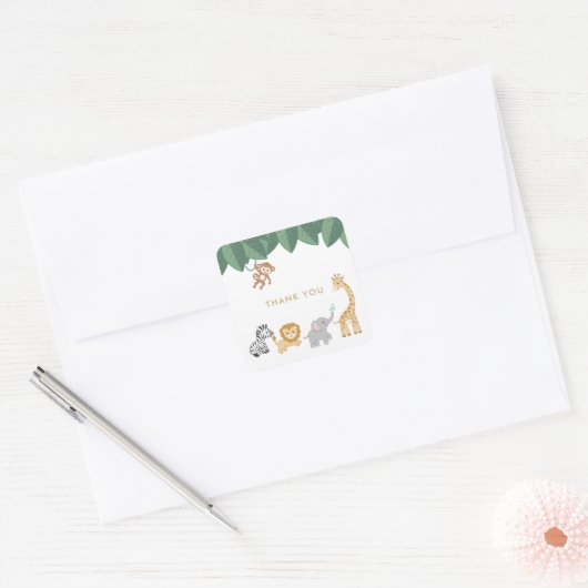 Safari Animal bedankt Vierkante Sticker (Envelop)
