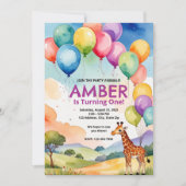 safari Animal birthday or Birthday Party Invite Kaart (Voorkant)