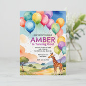 safari Animal birthday or Birthday Party Invite Kaart (Staand voorkant)