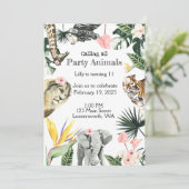 Safari Animal Birthday Party Invitation Kaart (Staand voorkant)