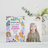 Safari Animal Birthday Party Invitation Kaart (Staand voorkant)