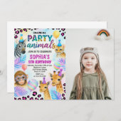 Safari Animal Birthday Party Invitation Kaart (Voorkant / Achterkant)