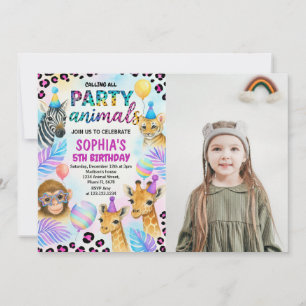Safari Animal Birthday Party Invitation Kaart