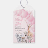 Safari Animal Blush Roze Boho Baby Meisje Douche Cadeaulabel (Voorkant)