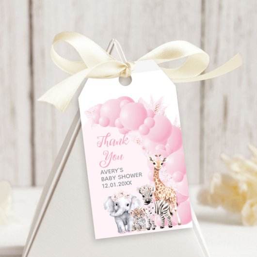 Safari Animal Blush Roze Boho Baby Meisje Douche Cadeaulabel