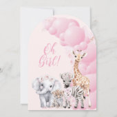 Safari Animal Blush Roze Boho Baby Meisje Douche Kaart (Achterkant)