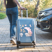 Safari Animal Blush Roze Boho Baby Meisje Douche Sticker (Koffer Insitu)