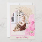 Safari animal Boho Balonmeisje 1e verjaardag Foto Kaart (Achterkant)