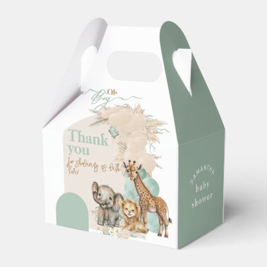 Safari animal Boho Oh Boy Baby shower Bedankdoosjes (Achterkant)