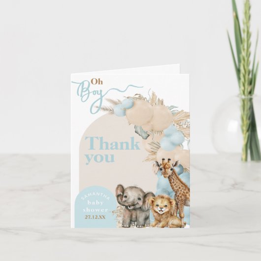 Safari animal Boho Oh Boy Baby shower Bedankkaart (Voorkant)