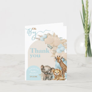 Safari animal Boho Oh Boy Baby shower Bedankkaart