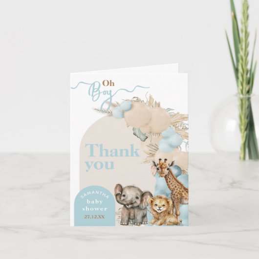 Safari animal Boho Oh Boy Baby shower Bedankkaart (Voorkant)