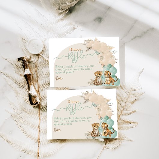 Safari animal Boho Oh Boy Baby shower Diaper Informatiekaartje