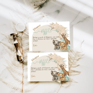 Safari animal Boho Oh Boy Baby shower diaper Informatiekaartje