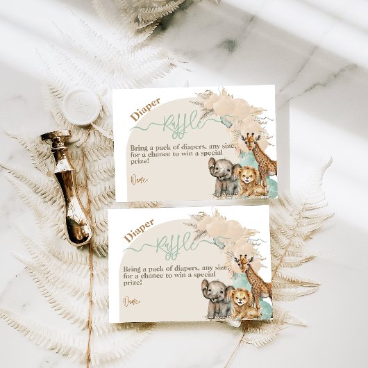 Safari animal Boho Oh Boy Baby shower diaper Informatiekaartje