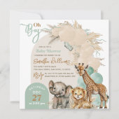 Safari animal Boho Oh Boy Baby shower Kaart (Voorkant)