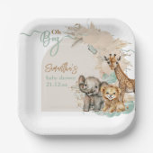 Safari animal Boho Oh Boy Baby shower Papieren Bordje (Voorkant)