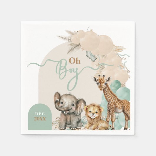 Safari animal Boho Oh Boy Baby shower Servet (Voorkant)
