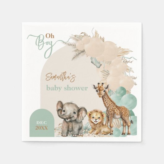 Safari animal Boho Oh Boy Baby shower Servet (Voorkant)