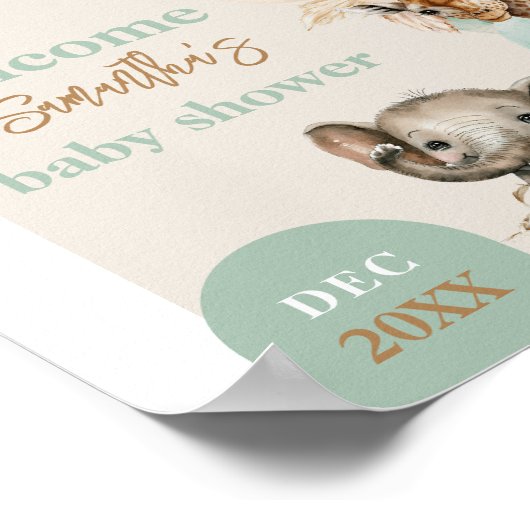 Safari animal Boho Oh Boy Baby shower Welkom Poster (Hoek)