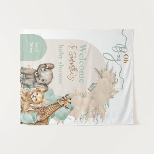 Safari animal Boho Oh Boy Baby shower Welkom Wandkleed (Voorkant (horizontaal))