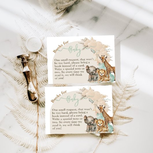 Safari animal Boho Oh Boy Baby showers boeken Informatiekaartje