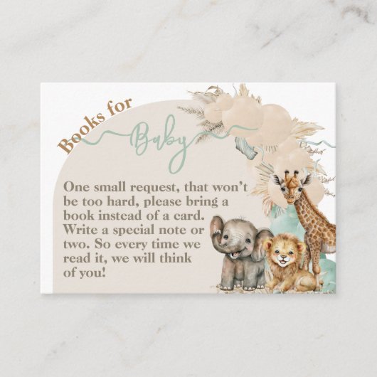 Safari animal Boho Oh Boy Baby showers boeken Informatiekaartje (Voorkant)