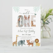 Safari Animal Boy 1e verjaardag Kaart (Staand voorkant)