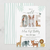 Safari Animal Boy 1e verjaardag Kaart (Voorkant / Achterkant)