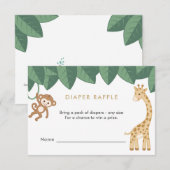 Safari Animal Diaper Raffle Kaart (Voorkant / Achterkant)