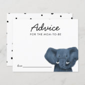 Safari Animal Elephant Baby shower Advice Kaart (Voorkant / Achterkant)