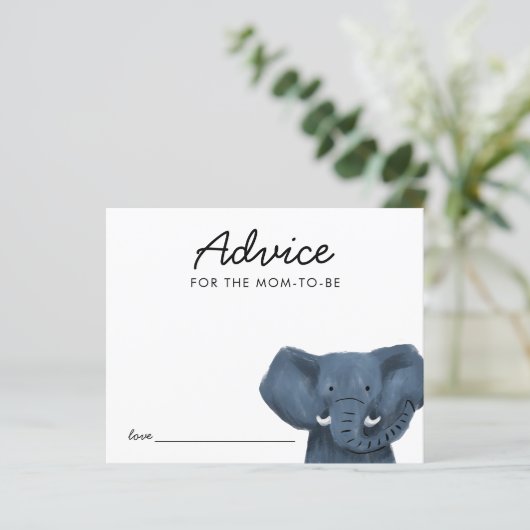 Safari Animal Elephant Baby shower Advice Kaart (Staand voorkant)