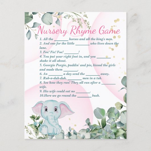 Safari Animal Elephant Eucalyptus Baby shower Flyer (Voorkant)