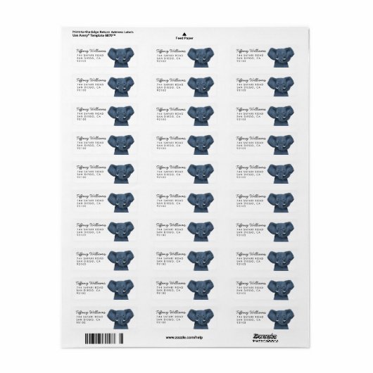 Safari Animal Elephant Return Address Label (Full Sheet)