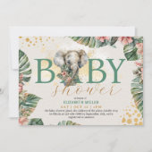 Safari Animal Elephant Rustic Cute Baby Shower Kaart (Voorkant)