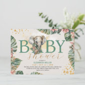Safari Animal Elephant Rustic Cute Baby Shower Kaart (Staand voorkant)