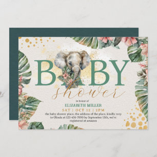 Safari Animal Elephant Rustic Cute Baby Shower Kaart